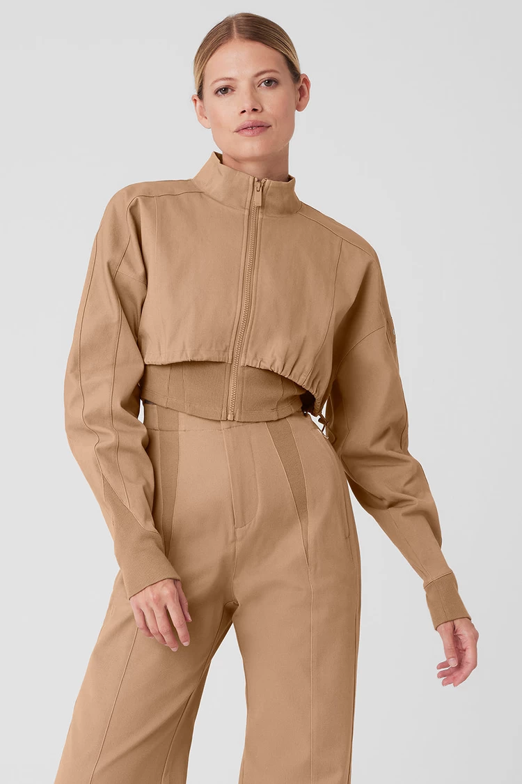 Aloyoga On Point Moto Jacket - Toasted Almond