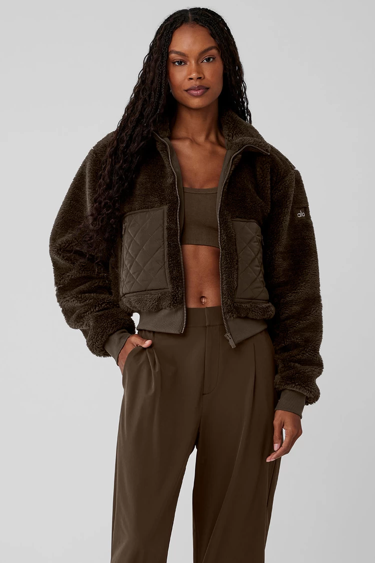 Aloyoga Sherpa Edge Bomber - אספרסו