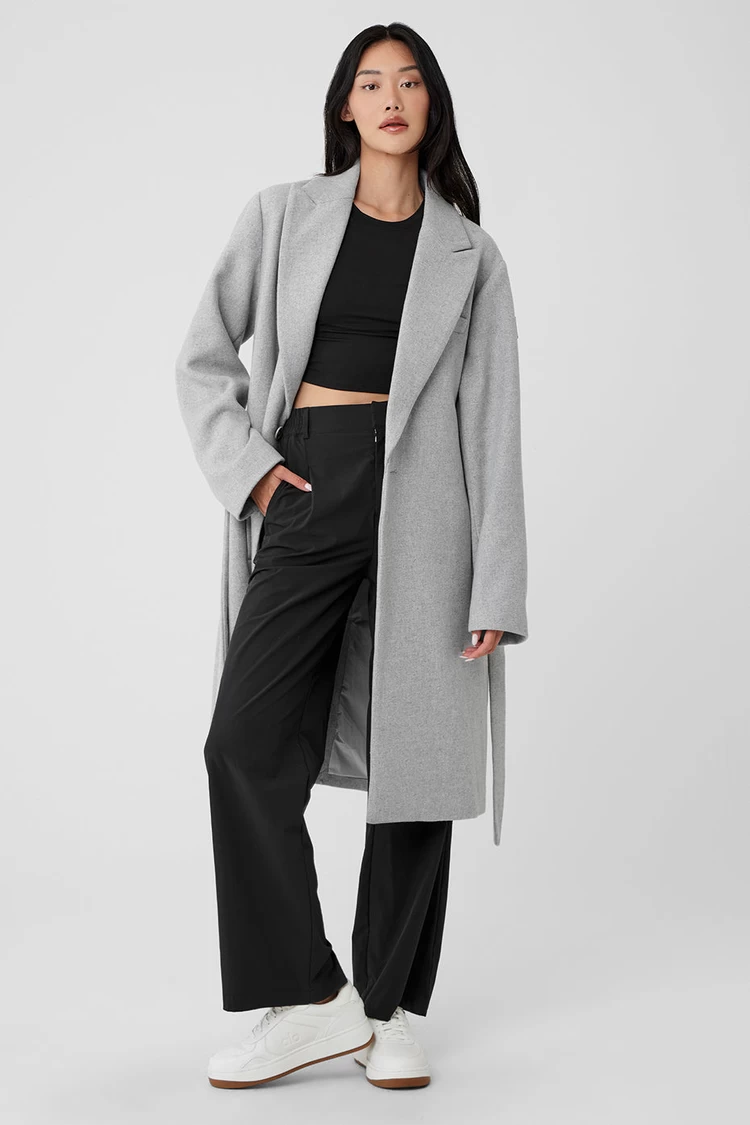Aloyoga Wool Gameday Overcoat - Athletic Heather Grey