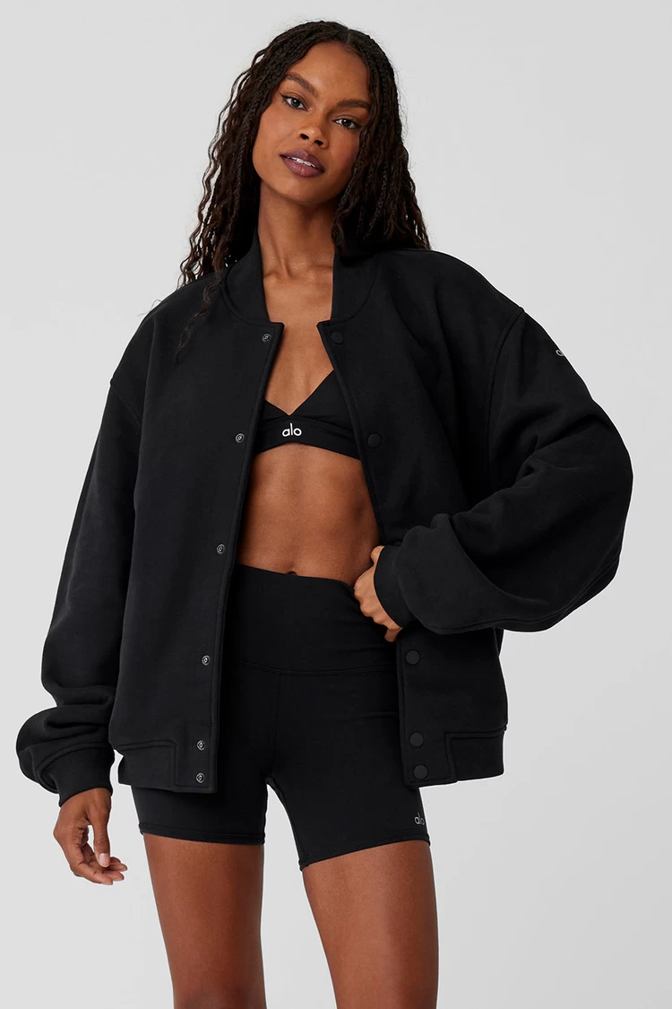 Aloyoga Renown Varsity Jacket - Black