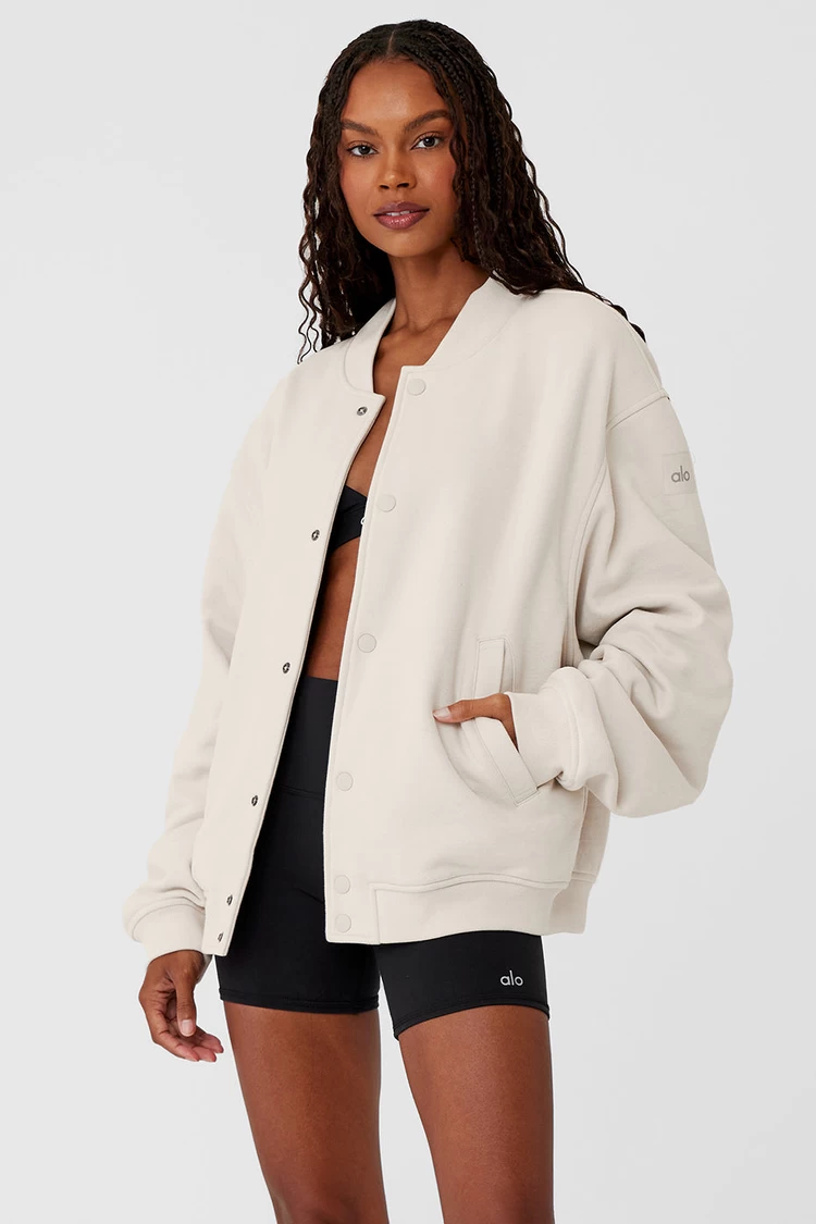 Aloyoga Renown Varsity Jacket - Bone