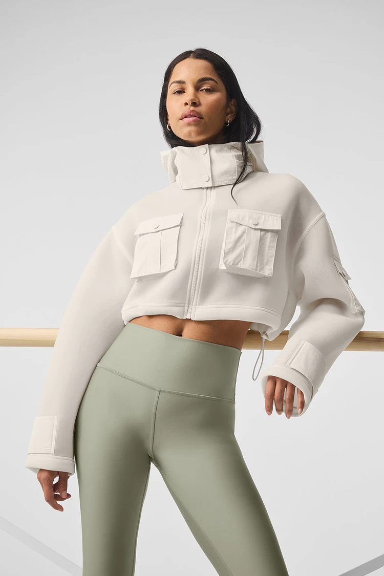 Aloyoga Cropped Engage Cargo Parka - Ivory