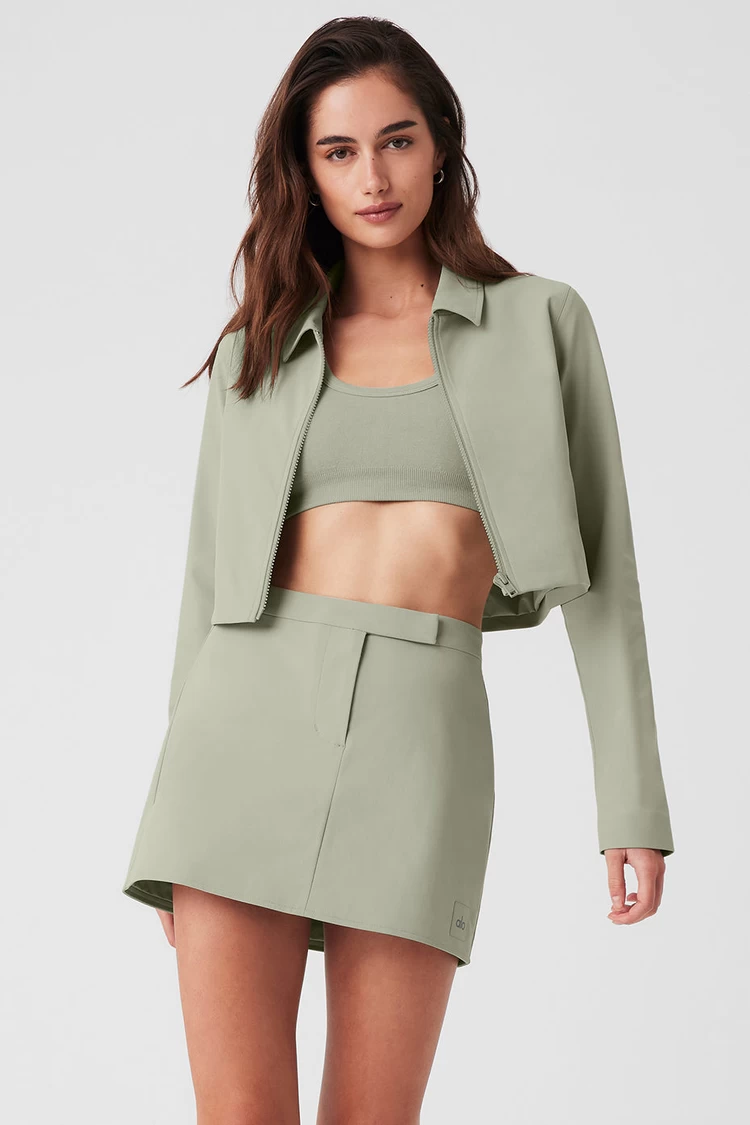 Aloyoga Cropped High Speed Jacket - Limestone