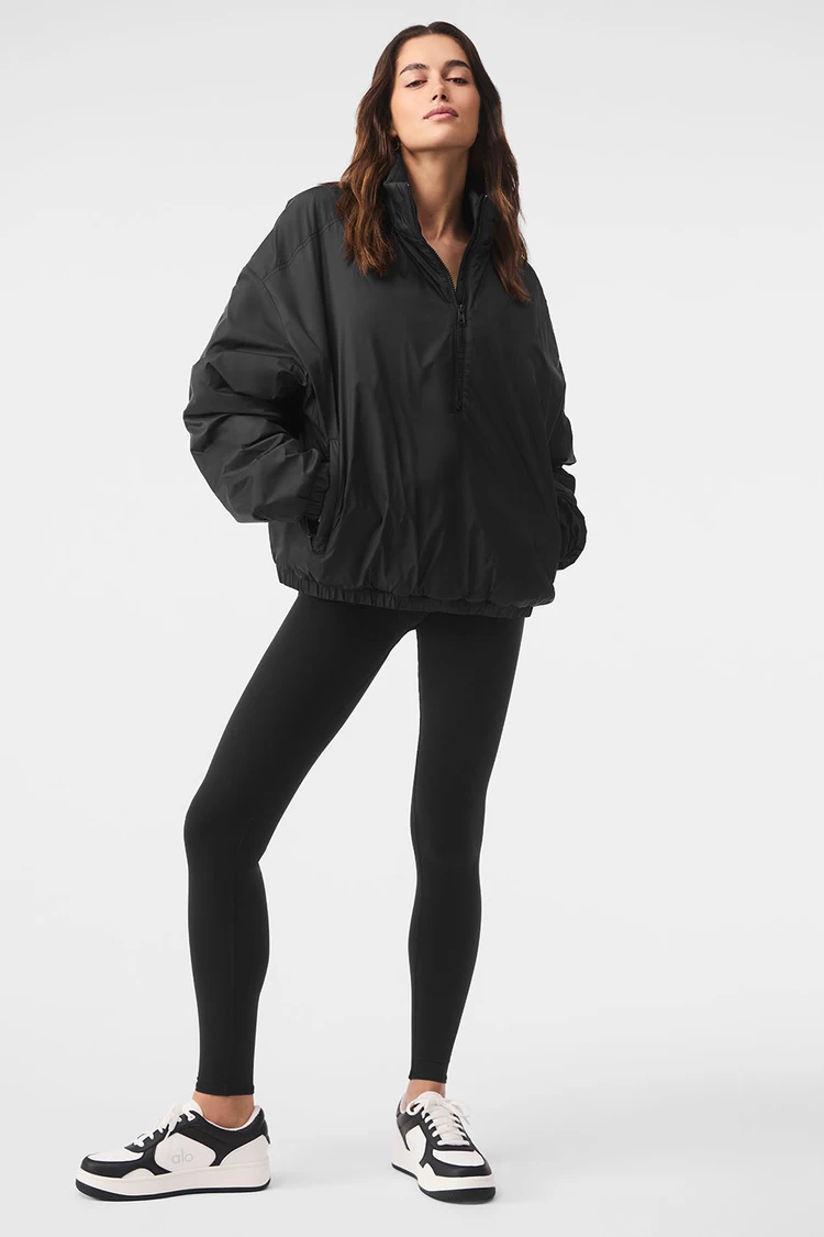 Aloyoga Latitude Light Weight 1/2 Zip Pullover Jacket - Black