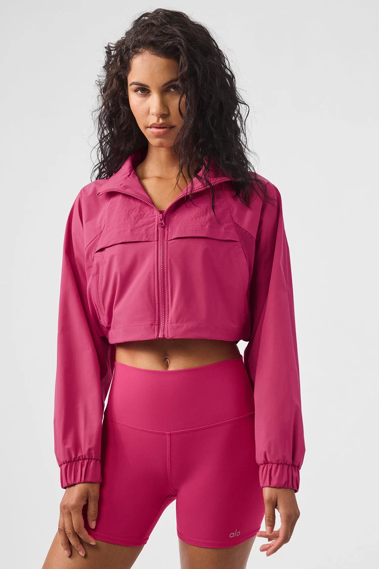 Aloyoga Cropped Playmaker Jacket - Pink Summer Crush