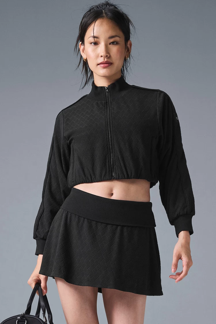 Aloyoga Cropped Doubles Only Full Zip Jacket - Black