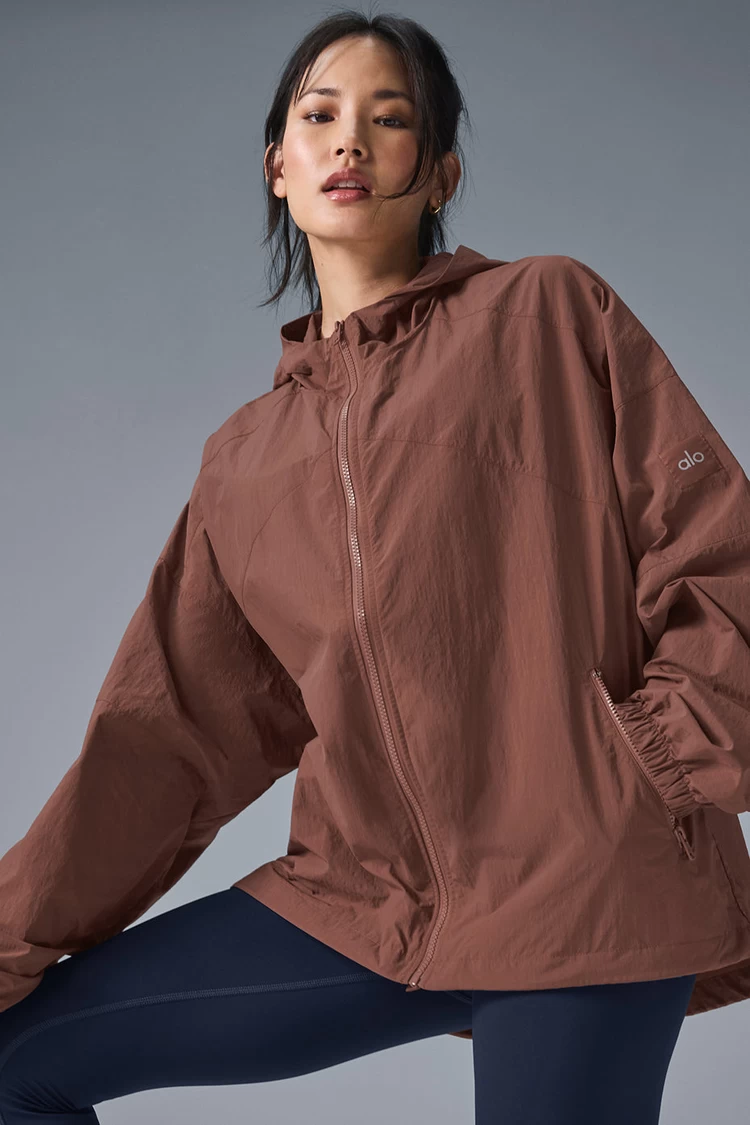 Aloyoga Vantage Nylon Ripstop Track Jacket - Chestnut