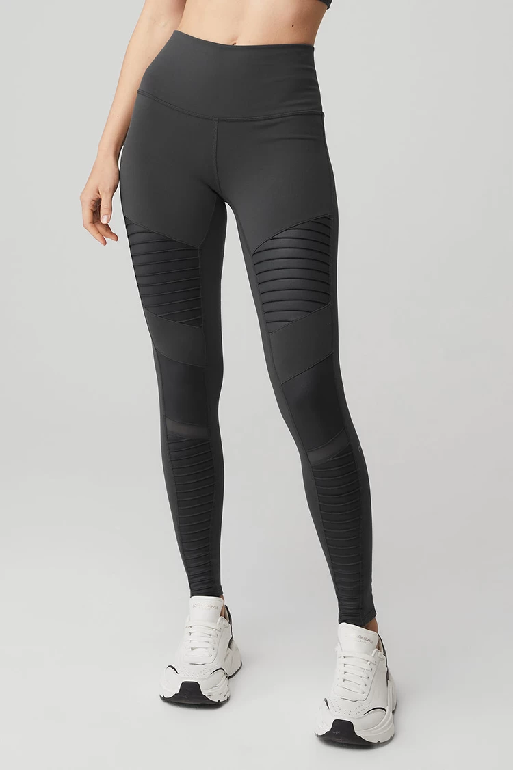 Aloyoga High-Waist Moto Legging - Anthracite/Anthracite Glossy