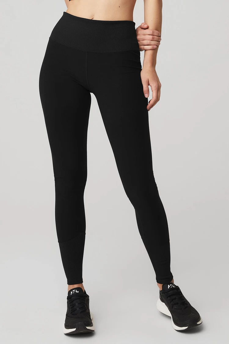 Legging Lounge Alosoft De Cintura Alta Aloyoga - Negro