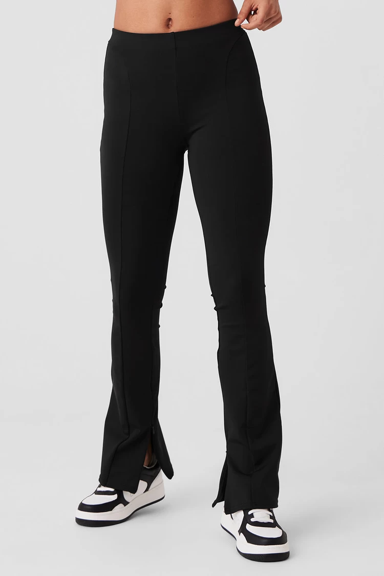 Aloyoga High-Waist 7/8 Zip It Flare Legging - Black