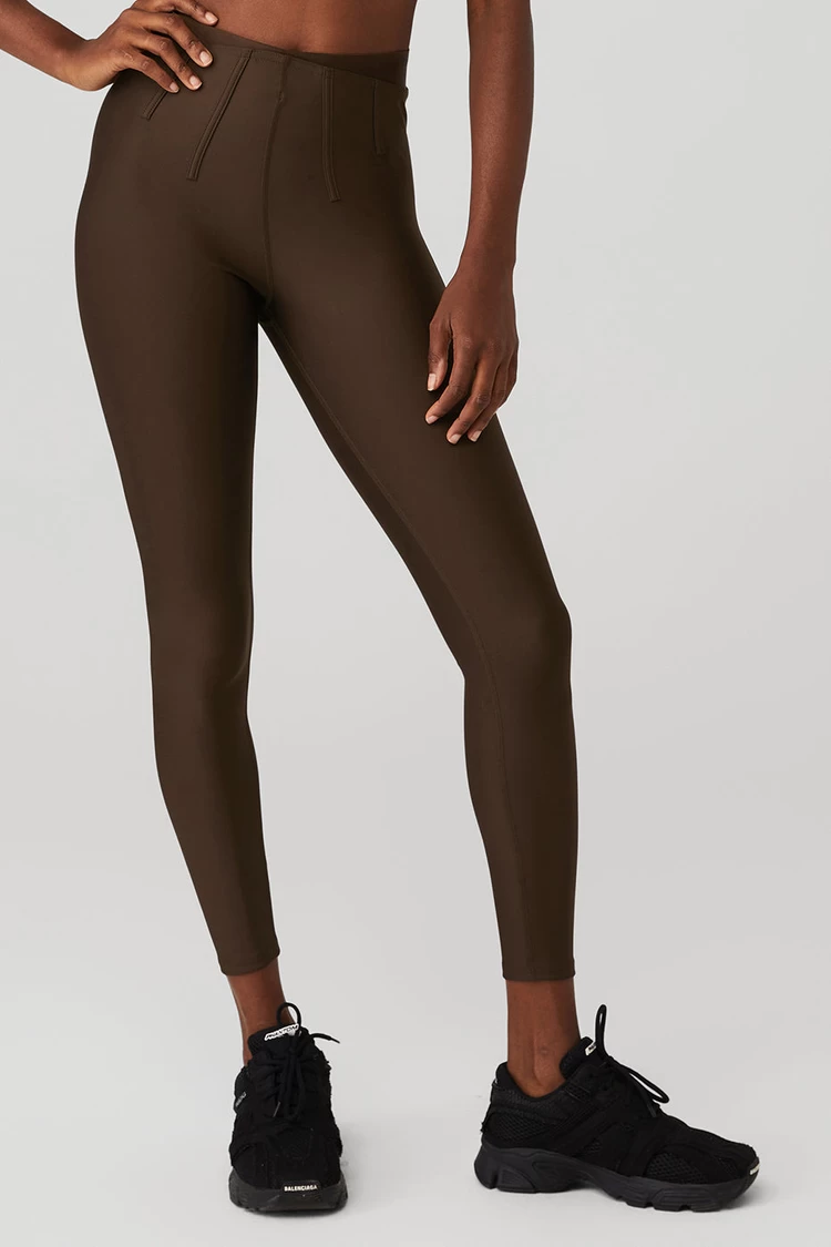 Aloyoga Airlift High-Waist 7/8 Corset Legging - Espresso