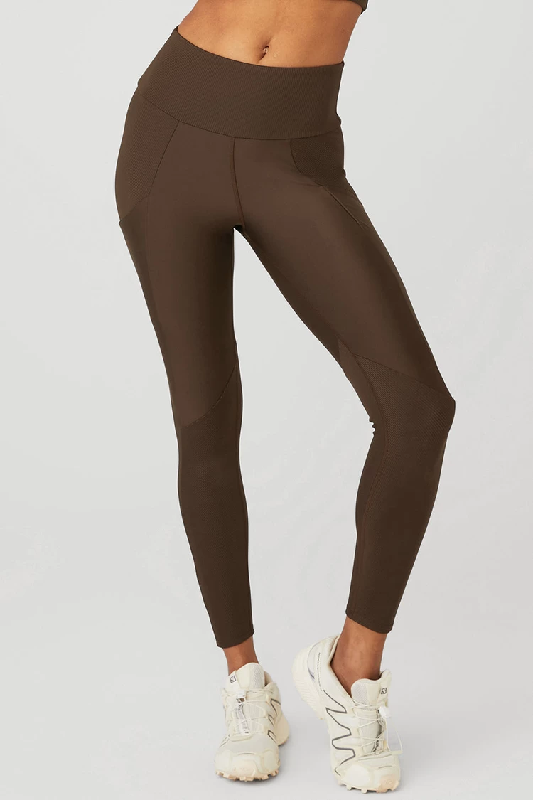 Legging Enchanted 7/8 De Cintura Alta Y Acanalado Airlift De Aloyoga - Espresso