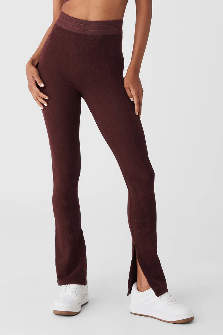 Aloyoga Seamless Luxe Terry High-Waist Cuddle Legging - Cherry Cola