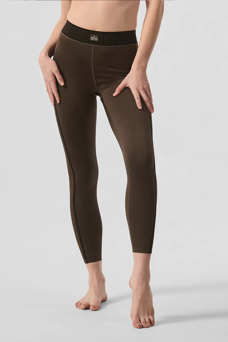 Aloyoga Airlift High-Waist 7/8 Line Up Legging - Espresso