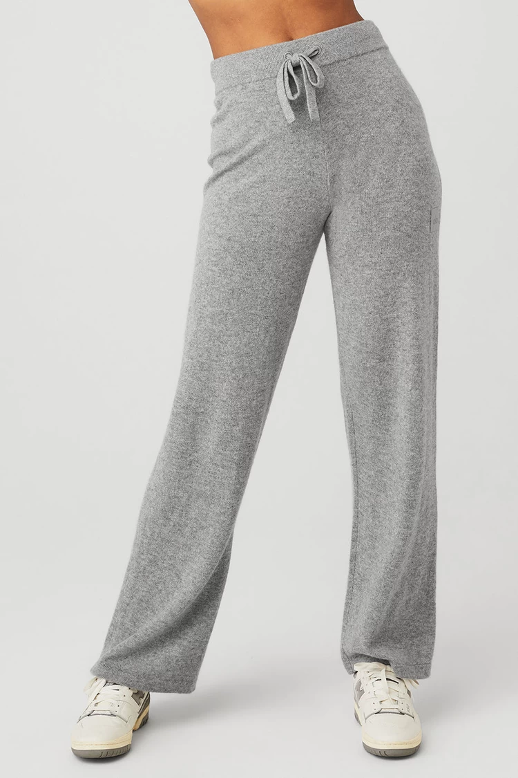 Aloyoga Cashmere High-Waist Jet Set Wide Leg Pant - Dove Grey Heather