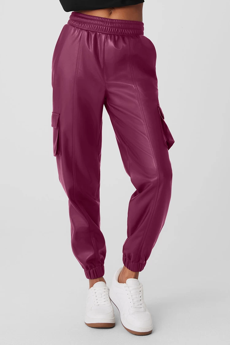 Aloyoga Umetno Usnje Power Hour Jogger - Divje Jagode