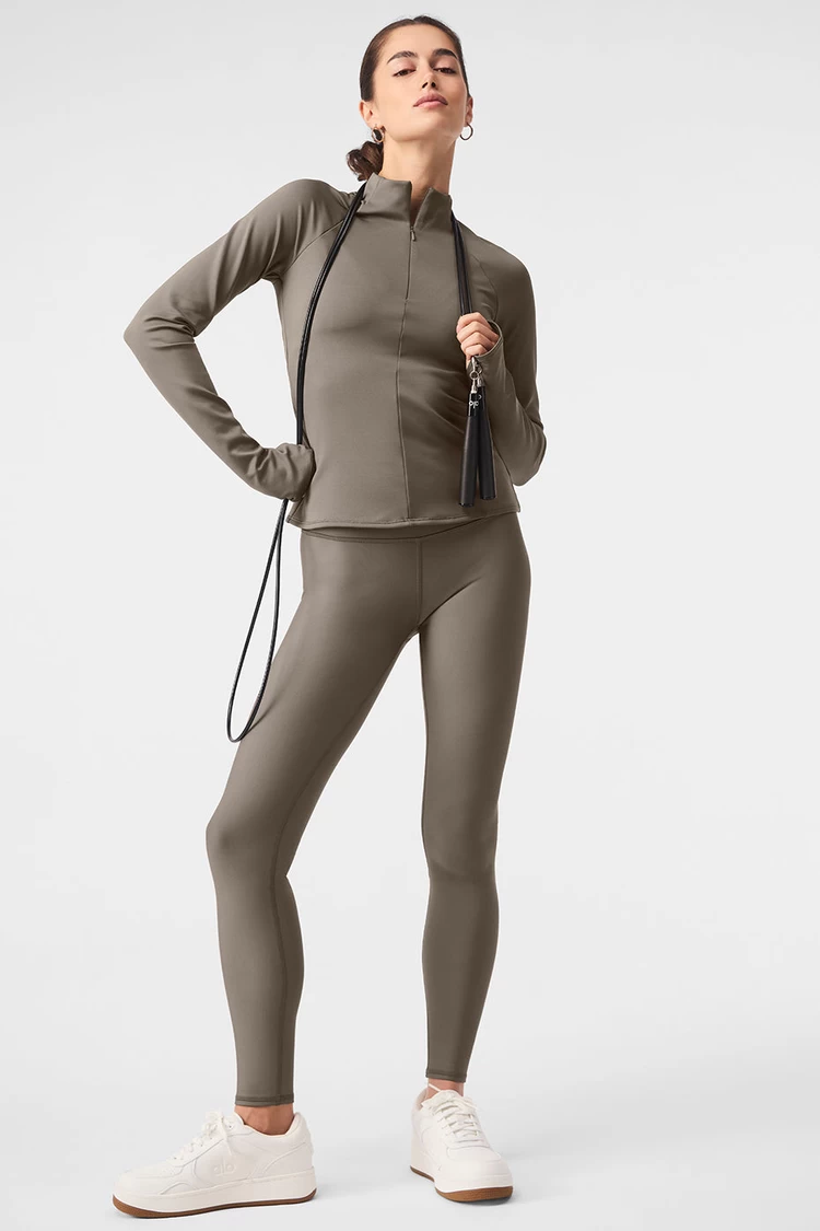 Aloyoga Airlift Winter Warm 1/4 Zip Long Sleeve - Olive Tree