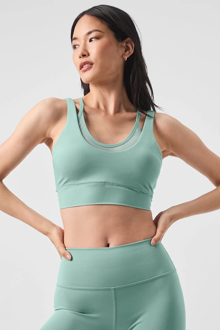 Aloyoga Airlift Double Trouble Bra - Botanical Green