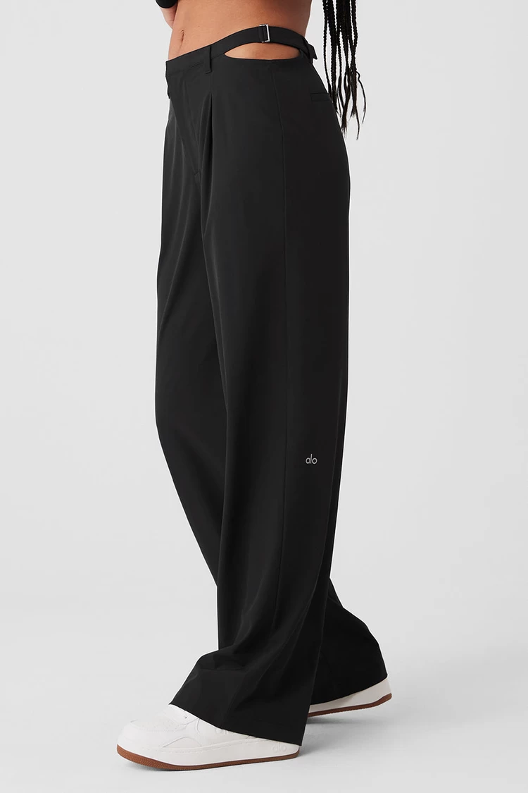 Aloyoga Mid-Rise Showdown Trouser - Black