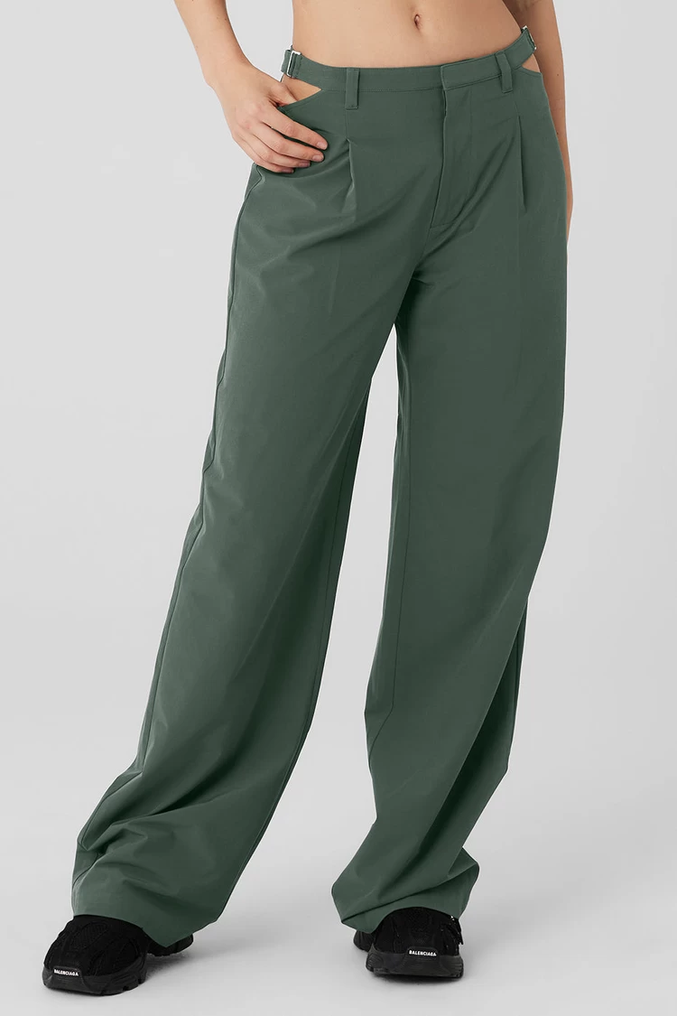 Aloyoga Mid-Rise Showdown Trouser - Dark Cactus