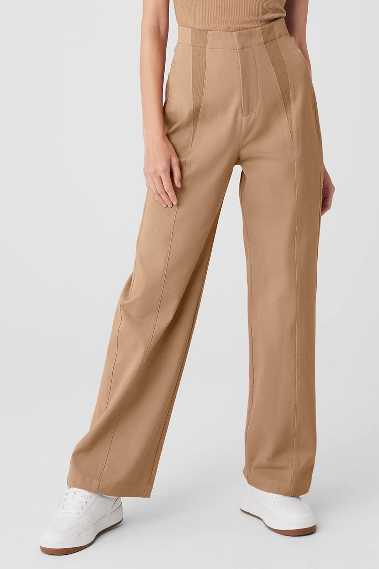 Aloyoga High-Waist On Point Moto Trouser - Toasted Almond