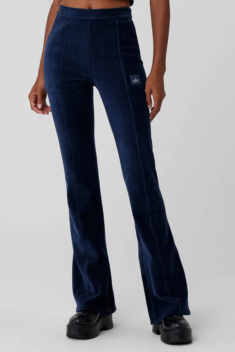 Aloyoga Micro Corduroy High-Waist Winter Break Flare Pant - Navy