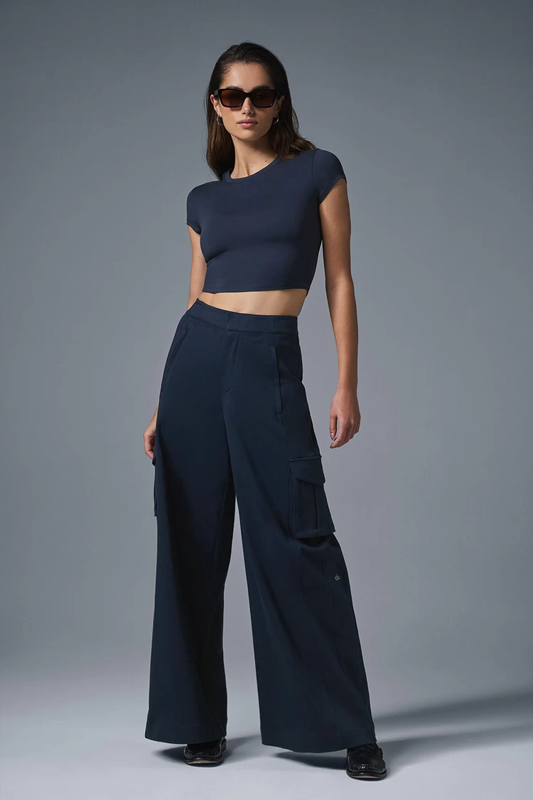 Aloyoga Show Off Cargo Wide Leg Trouser - Navy