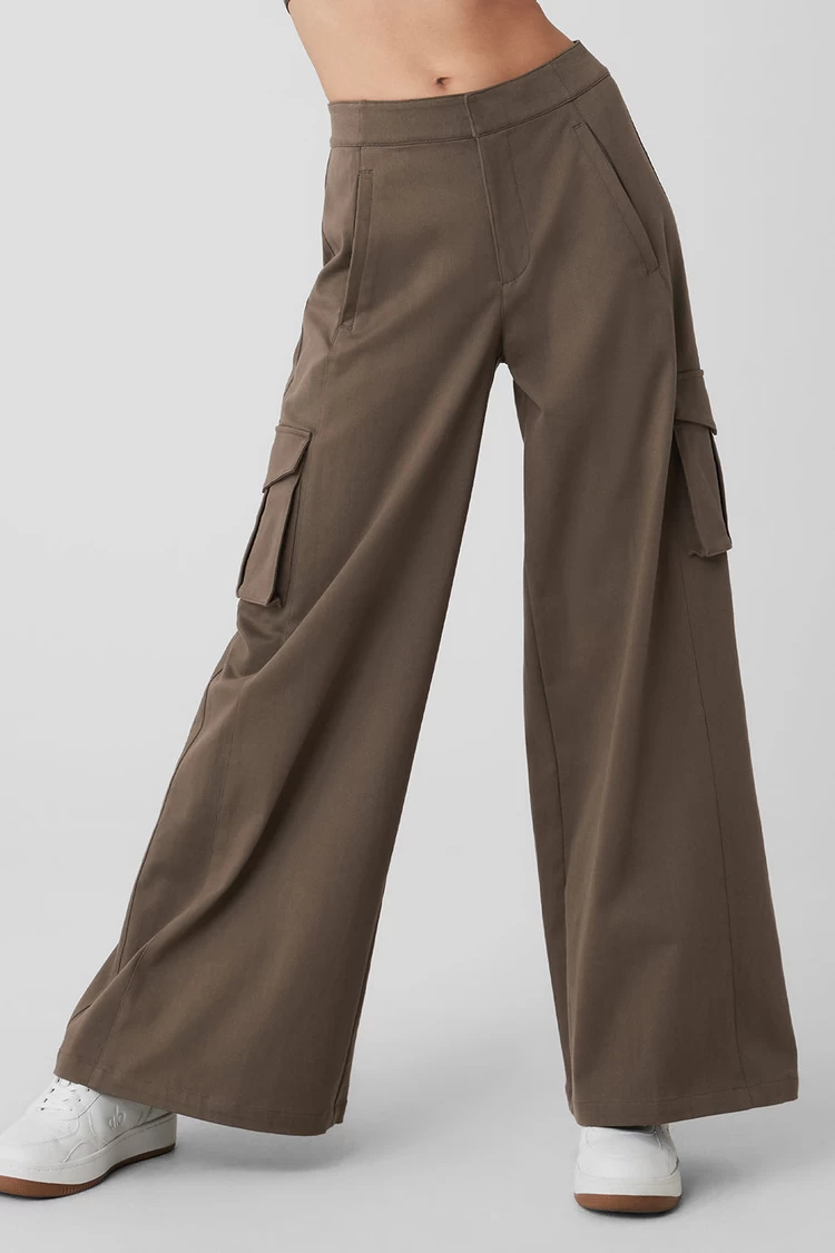 Aloyoga Show Off Cargo Wide Leg Trouser - Olive Tree