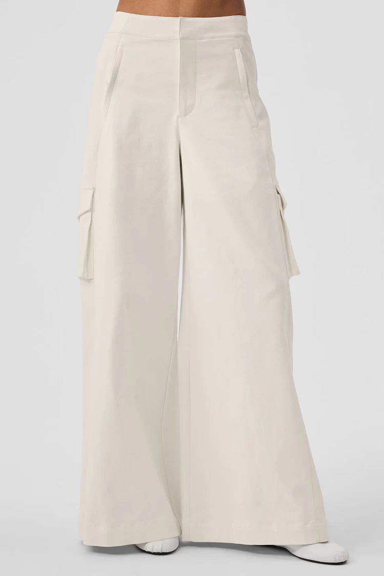 Aloyoga Show Off Cargo Wide Leg Trouser (Long) - Ivory