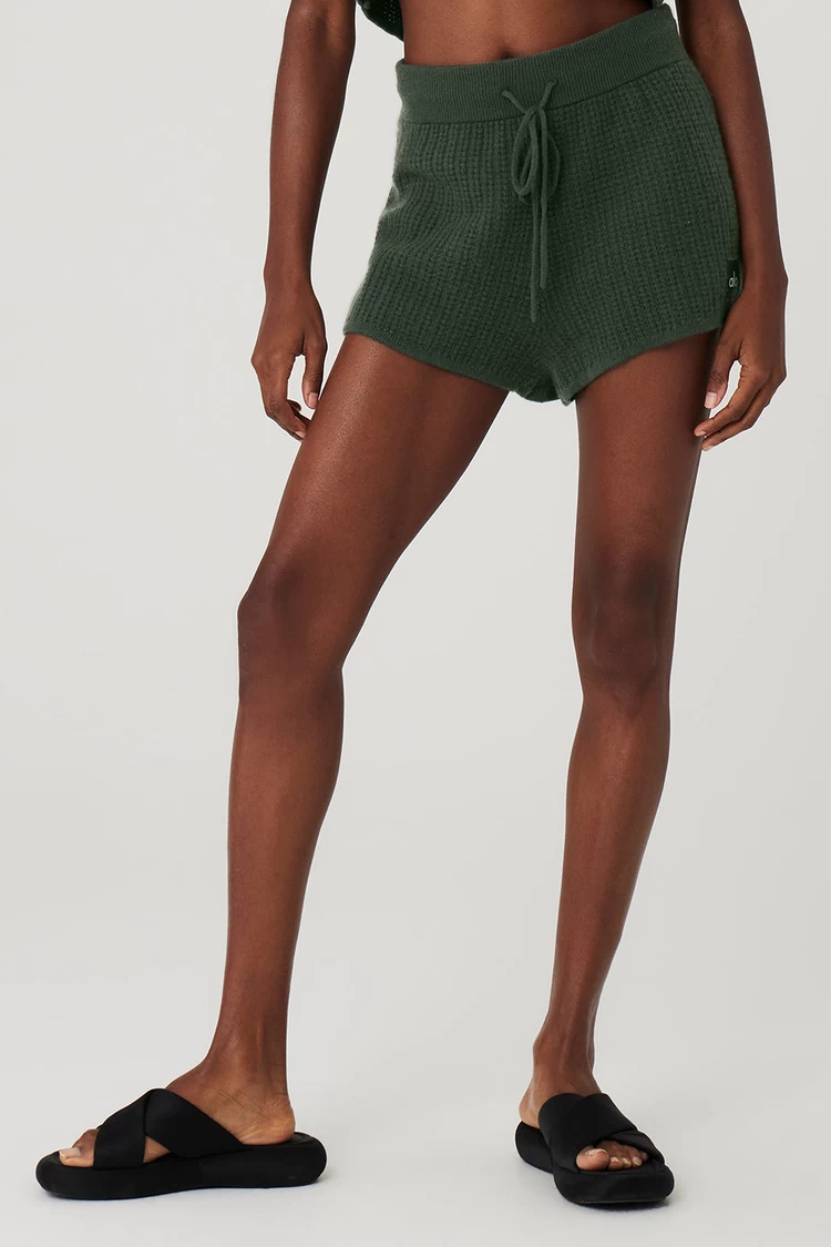 Aloyoga Cashmere High-Waist Plush Waffle Short - Dark Cactus