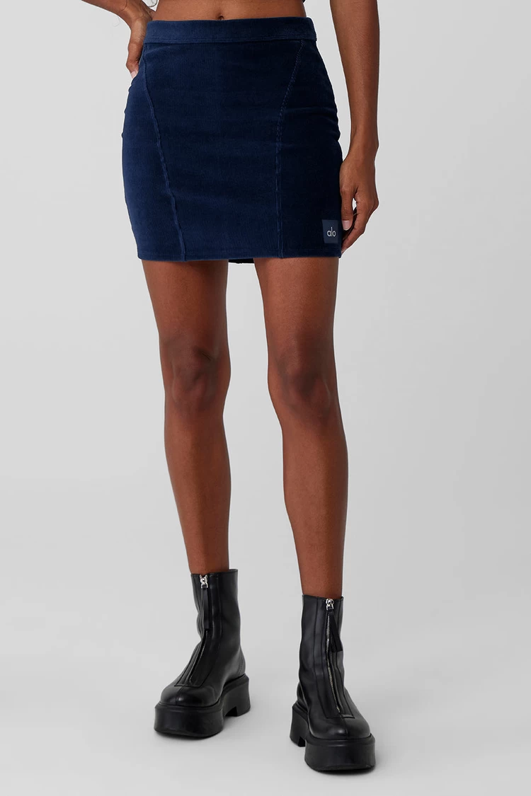 Aloyoga Micro Corduroy Winter Break Mini Skirt - Navy