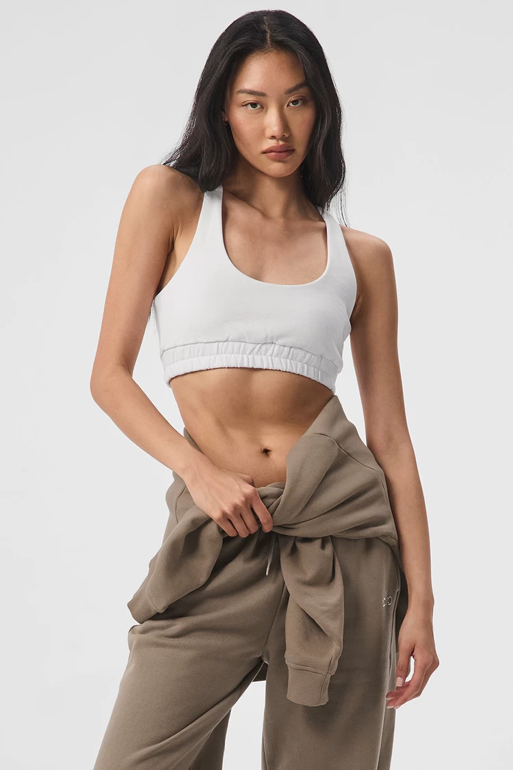 Aloyoga Scoop Neck Sweatshirt Bra - White