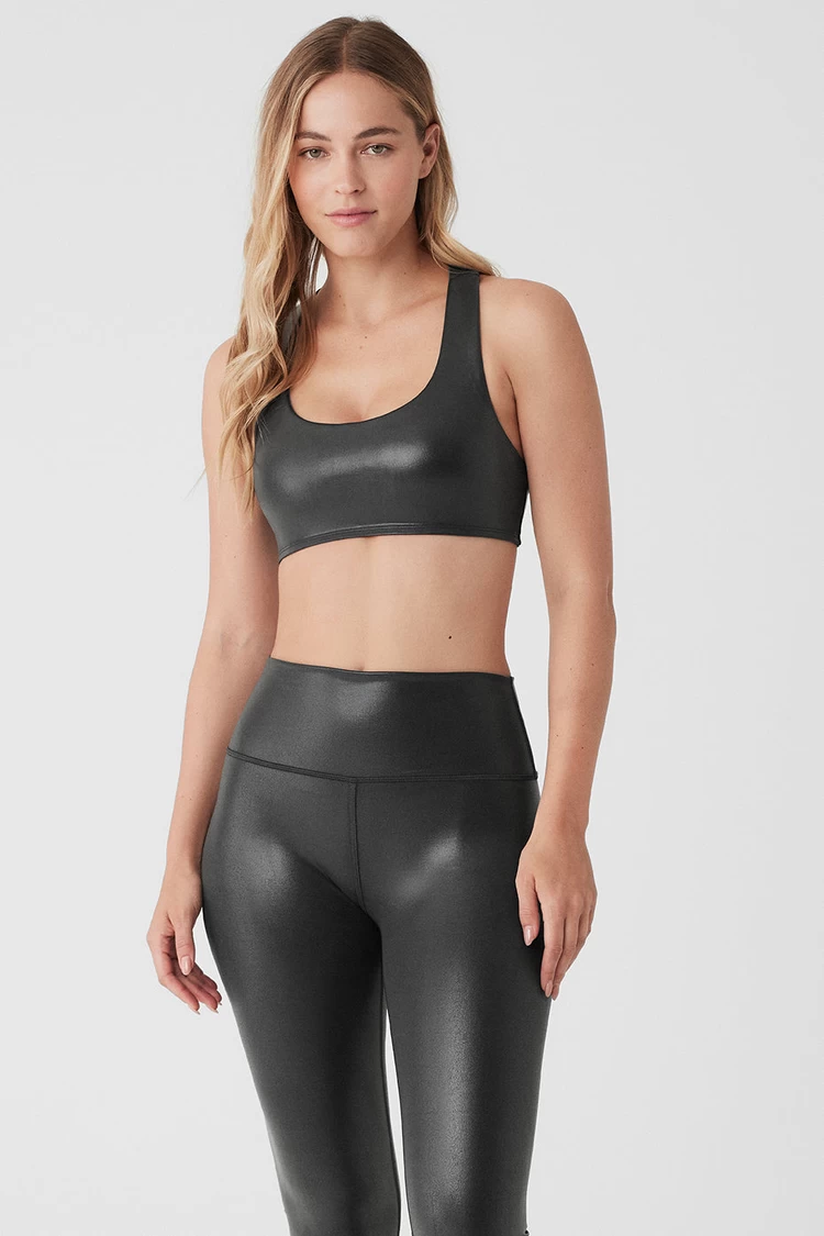 Aloyoga Foil Airlift Advantage Bra - Black Foil
