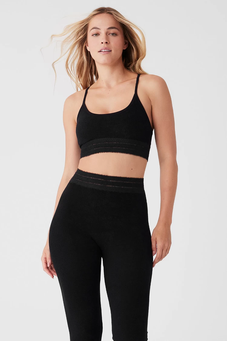 Aloyoga Seamless Luxe Terry Cuddle Bra - Black
