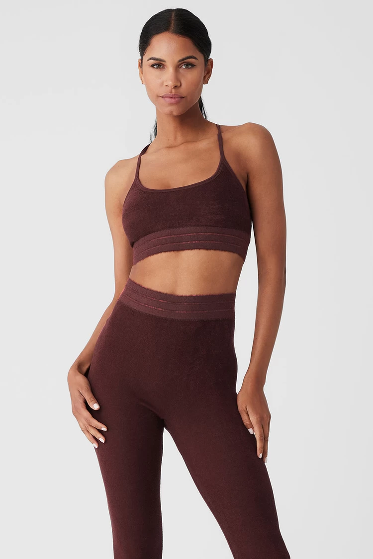 Aloyoga Seamless Luxe Terry Cuddle Bra - Cherry Cola