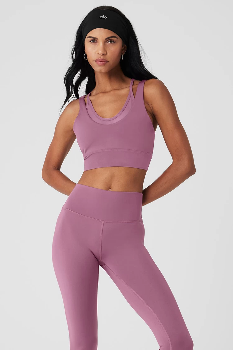 Aloyoga Airlift Double Trouble Bra - Soft Mulberry