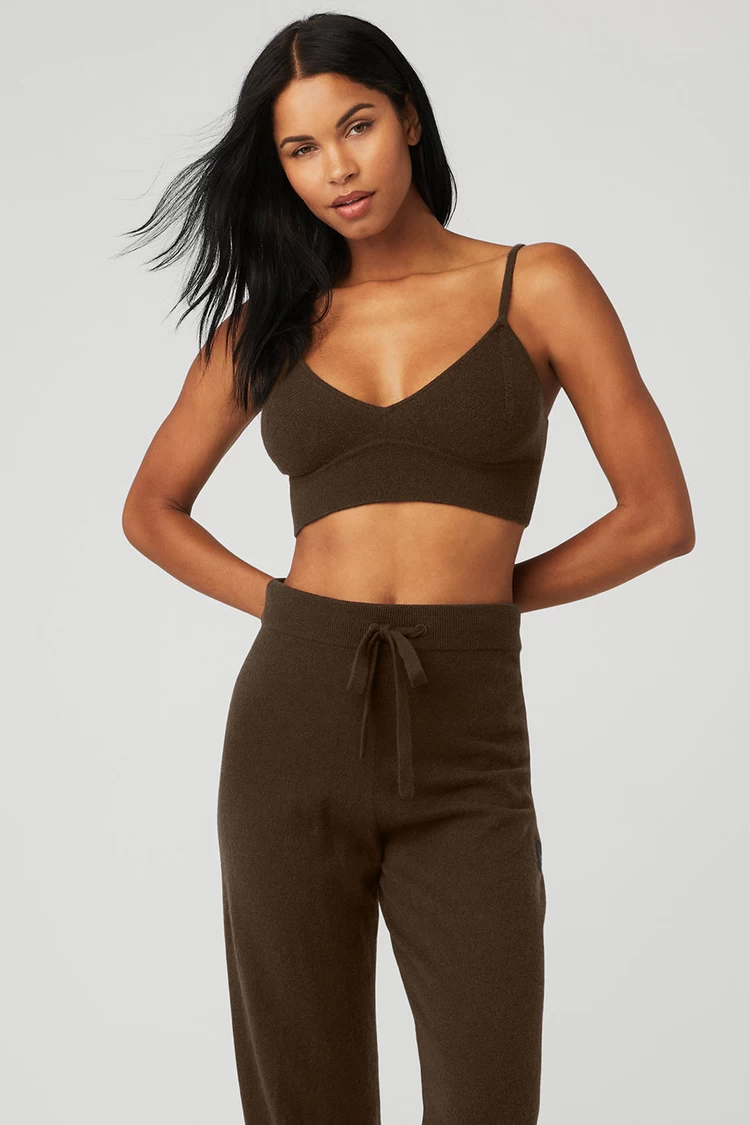 Aloyoga Cashmere Jet Set Bra - Espresso