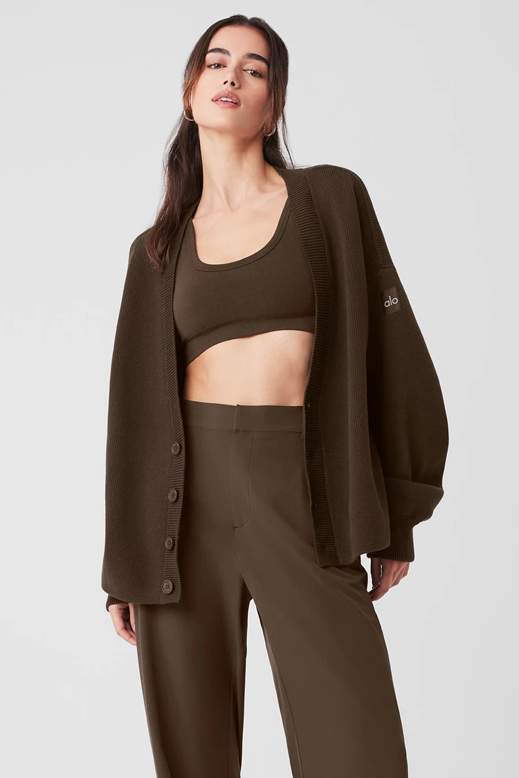 Aloyoga Scholar Cardigan Sweater - Espresso