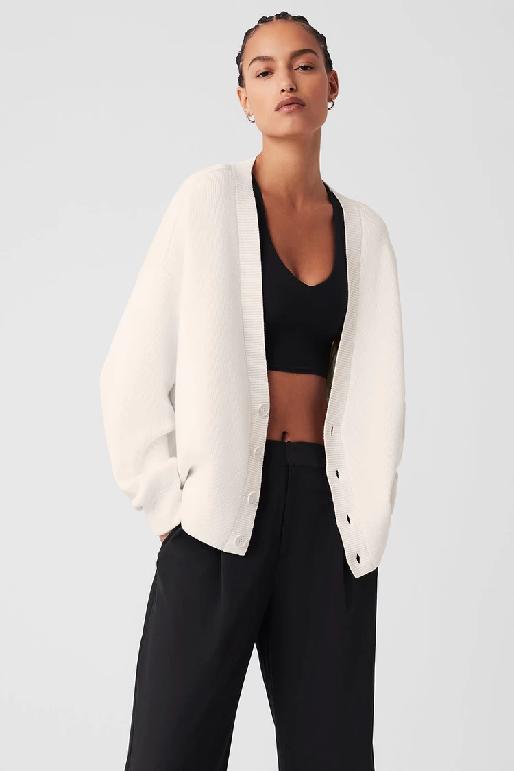 Aloyoga Scholar Cardigan Sweater - Ivory