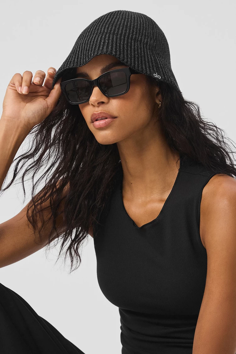 Aloyoga Denim Knit Cloche - Black/Anthracite