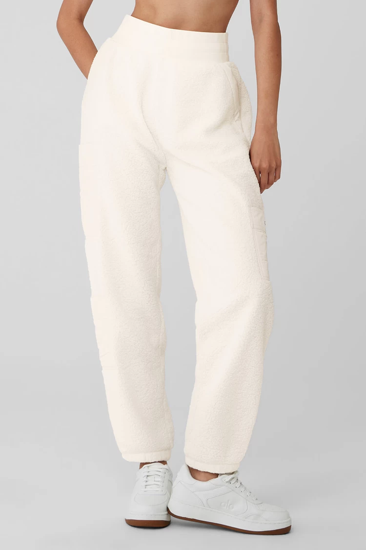 Aloyoga Micro Sherpa High-Waist Solstice Sweatpant - Ivory