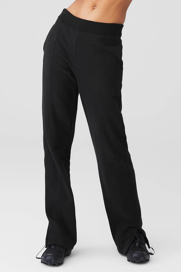 Aloyoga High-Waist Free Time Straight Leg Sweatpant - Black