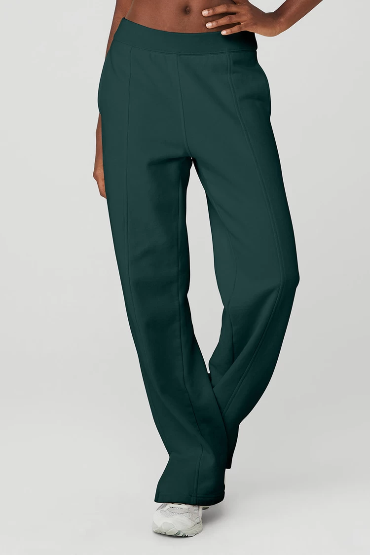 Aloyoga High-Waist Free Time Straight Leg Sweatpant - Midnight Green