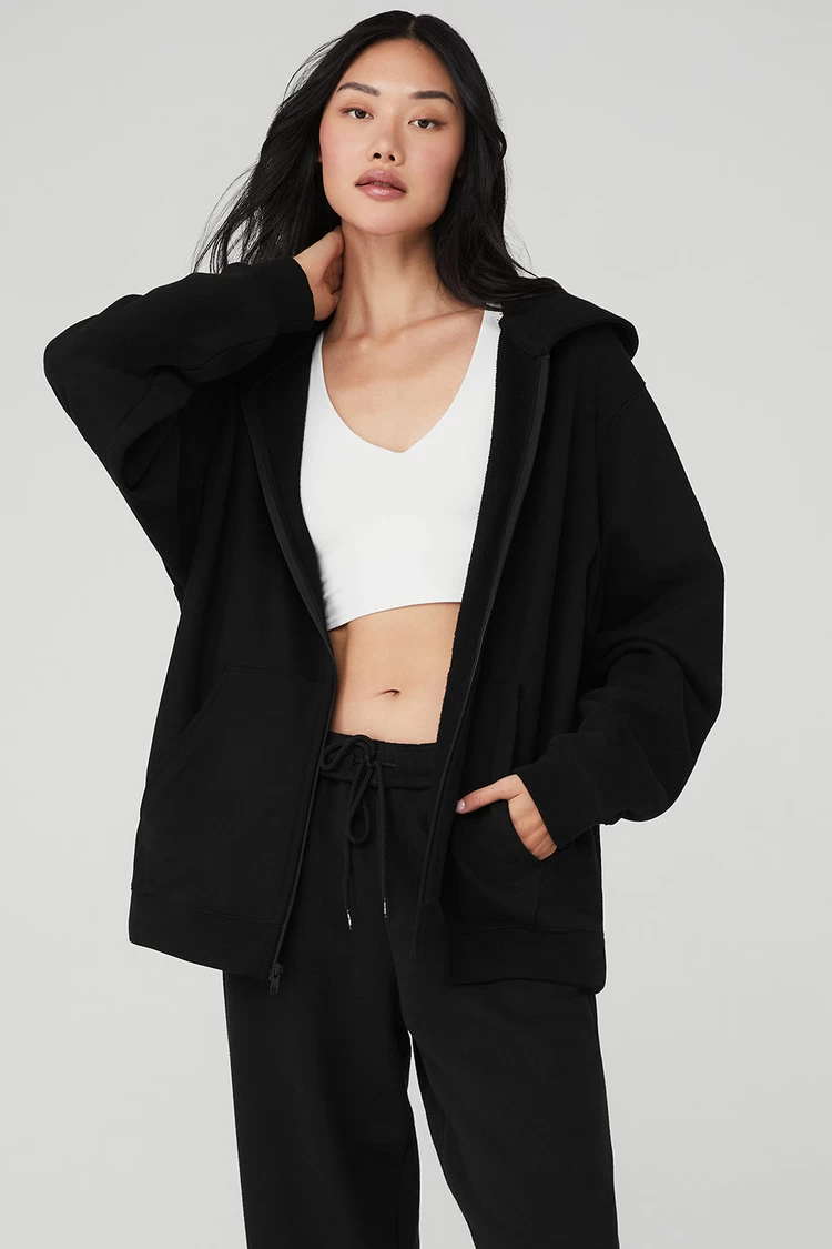 Aloyoga Renown Heavy Weight Full Zip Hoodie - Black