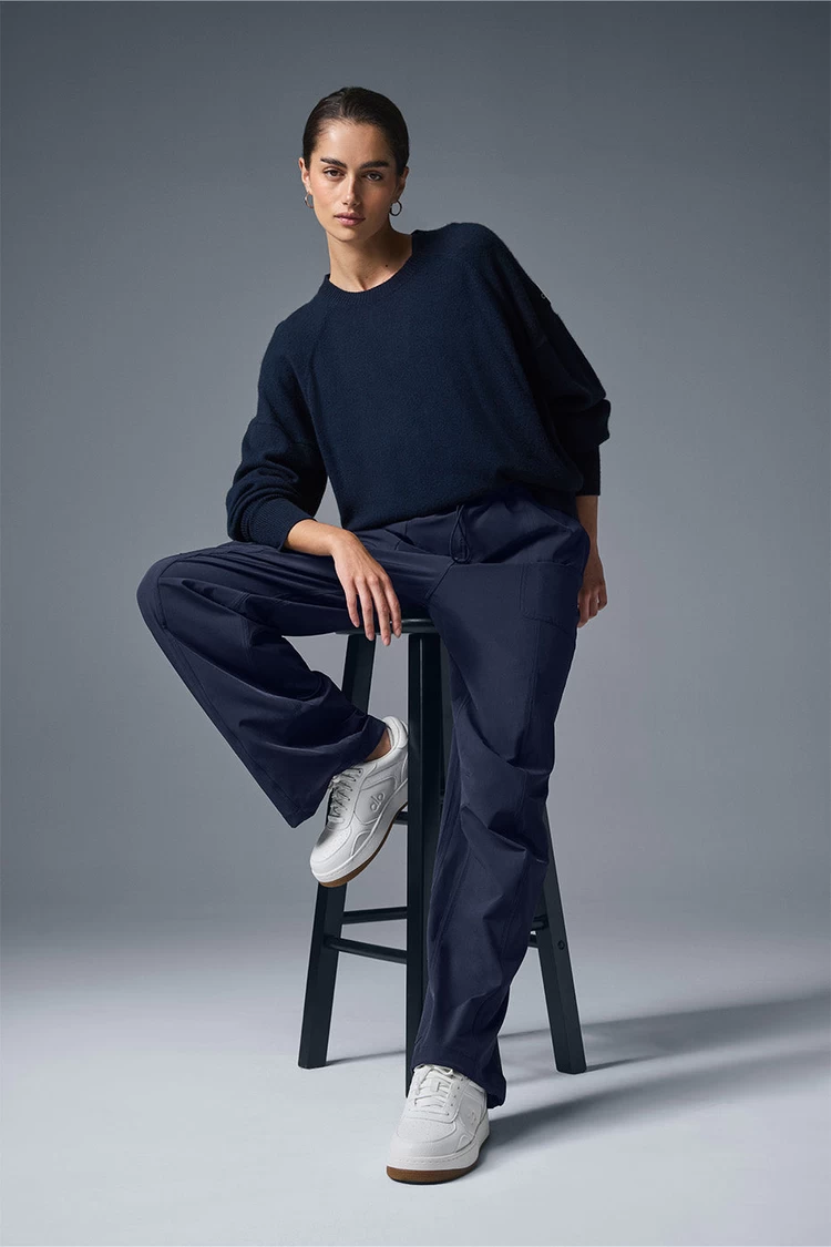 Aloyoga Cashmere Jet Set Crew - Navy