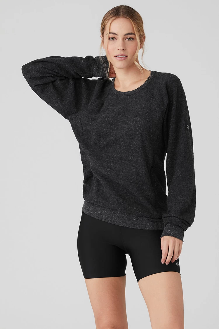 Aloyoga Triumph Crew Neck Sweatshirt - Charcoal Black Triblend