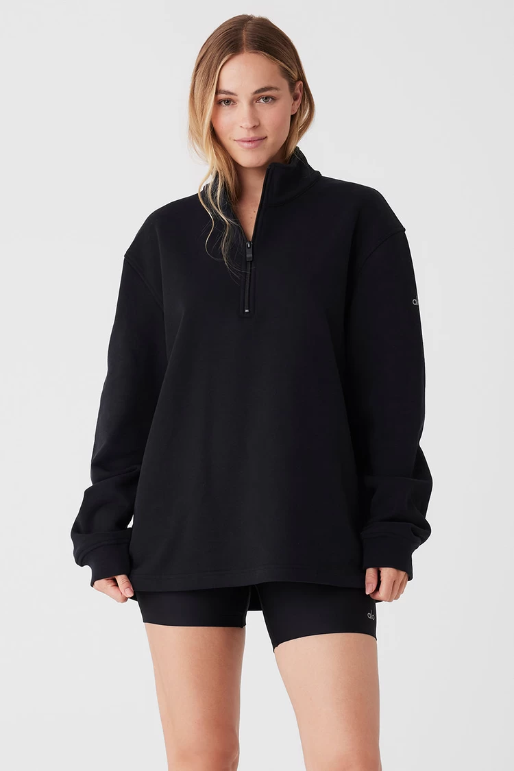 Aloyoga Renown Heavy Weight 1/4 Zip - Black