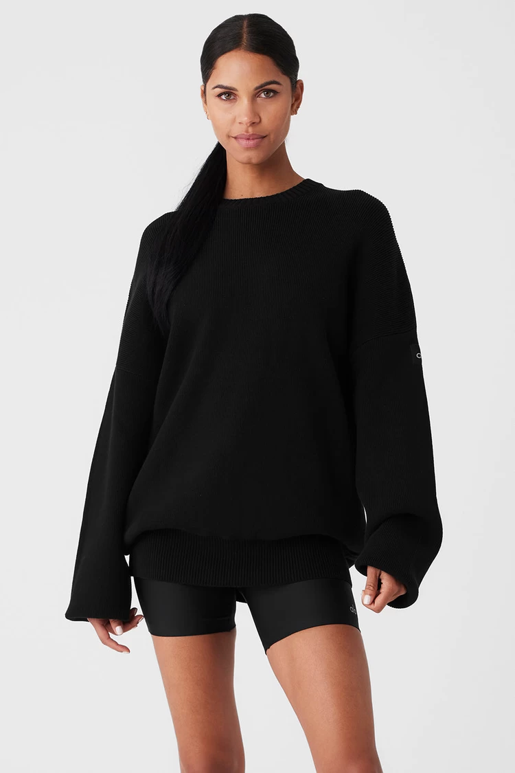 Aloyoga Scholar Crew Neck Sweater - Black