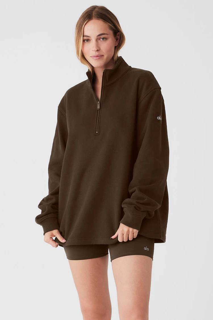 Aloyoga Renown Heavy Weight 1/4 Zip - Espresso