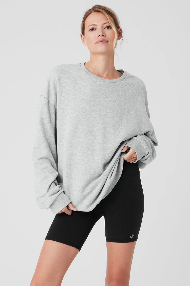 Aloyoga Chill Crew Neck Pullover - Athletic Heather Grey